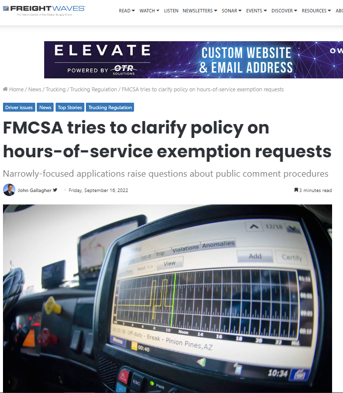 STC In The News FMCSA Tries to Clarify Policy on HoursofService